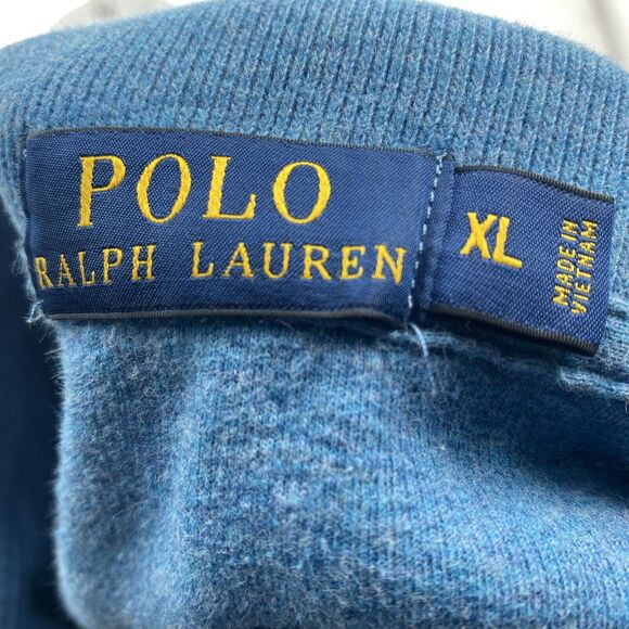 Polo Ralph Lauren Men's Sz XL Blue Cotton 1/4 Zip Pullover Sweater - Picture 6 of 6